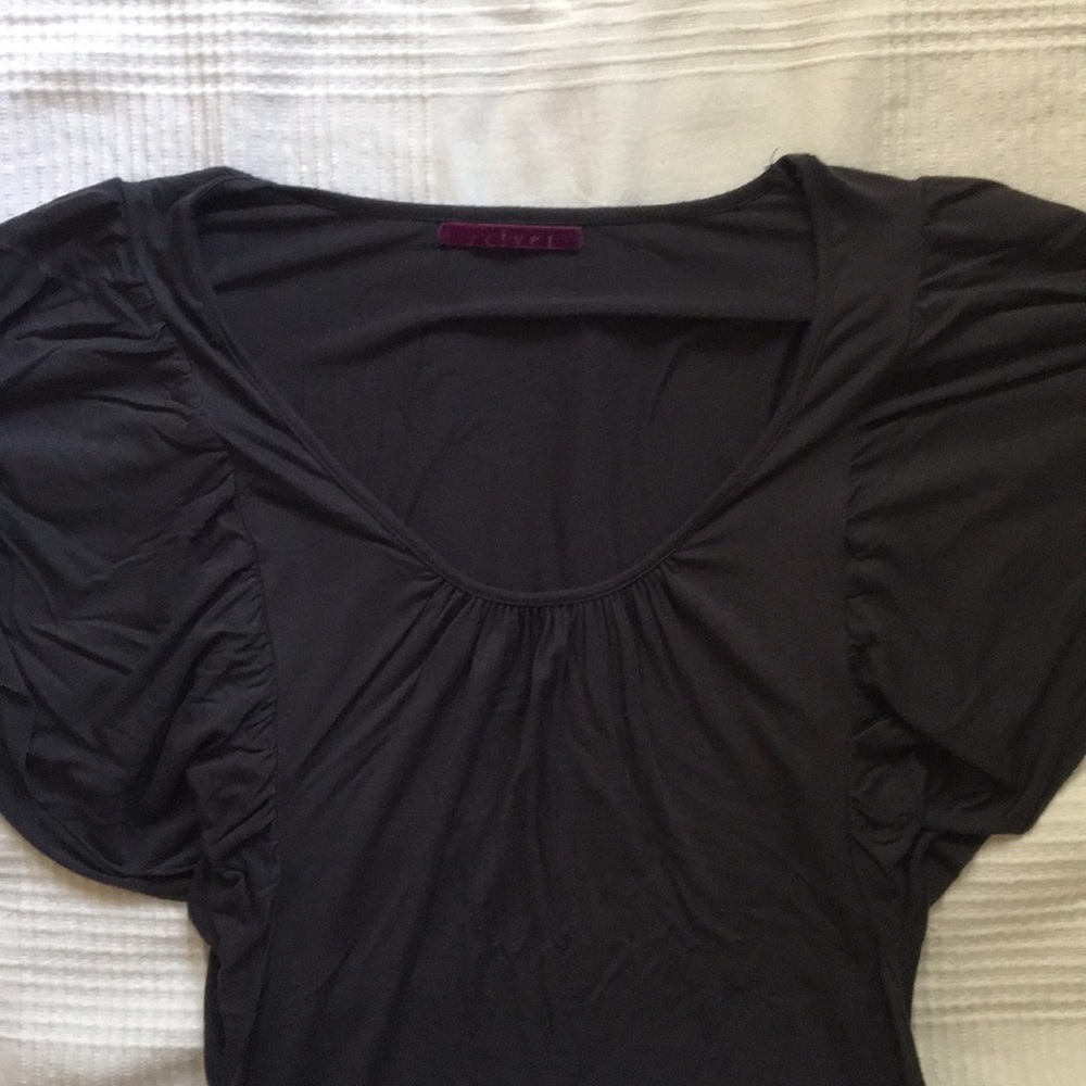 Velvet Ruffled Sleeve Top - Picture 3 of 3